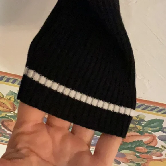 Tenney Rose Ribbed Knit Cardigan, Size S, Black/White Trim - Picture 4 of 7